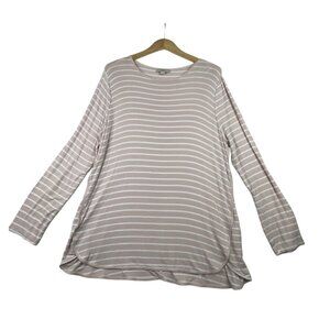 LOFT Striped Long Sleeve Shirt size XL Pink‎